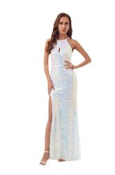 Impresionante vestido de fiesta largo plateado sexy y elegante Sweet Angel de W&M